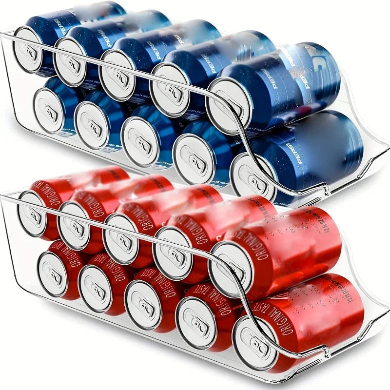 Rolling Can Organizer for Fridge — Automatic Soda & Beer Can Dispenser