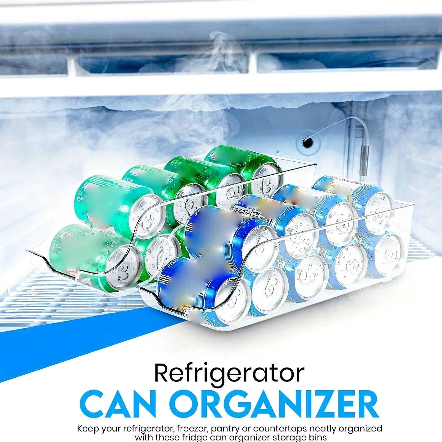 Rolling Can Organizer for Fridge — Automatic Soda & Beer Can Dispenser
